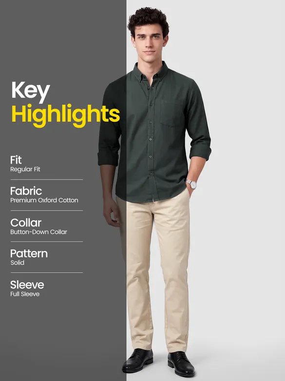 Dark Grey Button Down Oxford Shirts