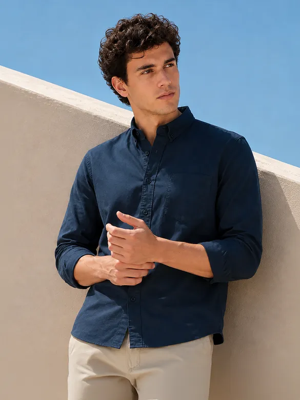 Navy Button Down Oxford Shirts