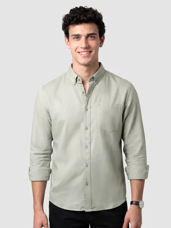 Silver Green Button Down Oxford Shirts