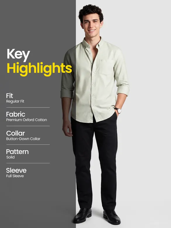 Silver Green Button Down Oxford Shirts