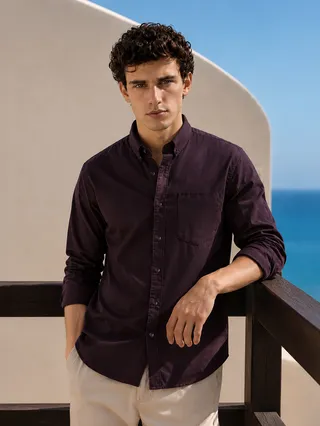 Wine Button Down Oxford Shirts