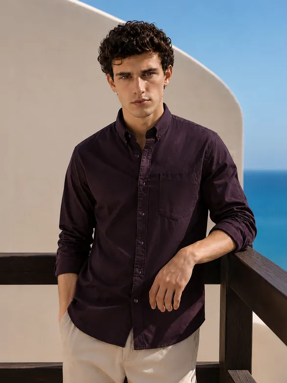 Wine Button Down Oxford Shirts