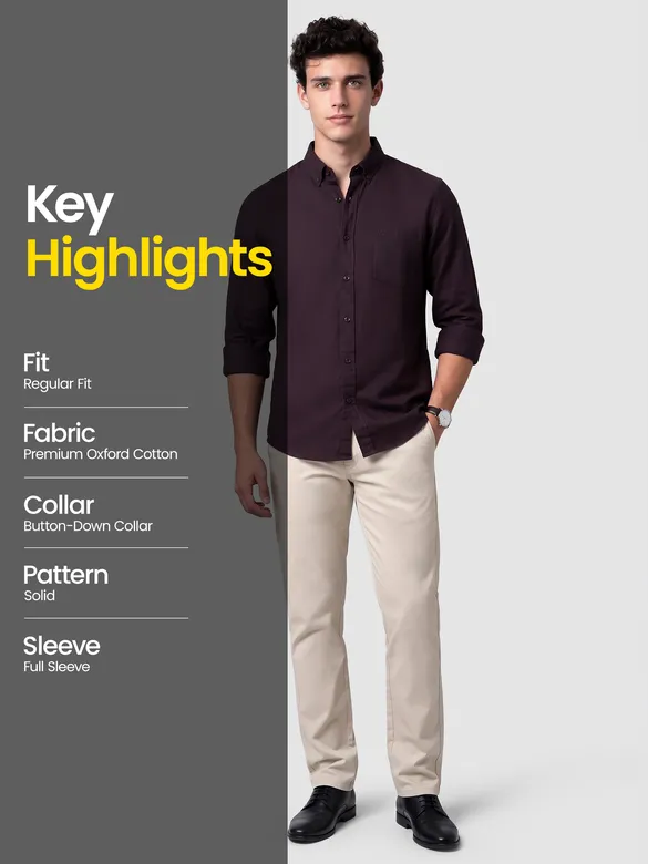 Wine Button Down Oxford Shirts