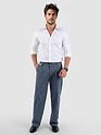 True Blue Cotton Slub Pleated Trousers