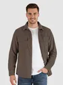 Charcoal Brown Dual Pocket Corduroy Shirt