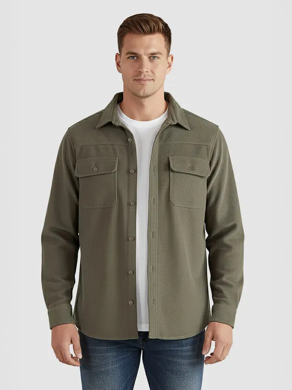 Dusty Olive Dual Pocket Corduroy Shirt