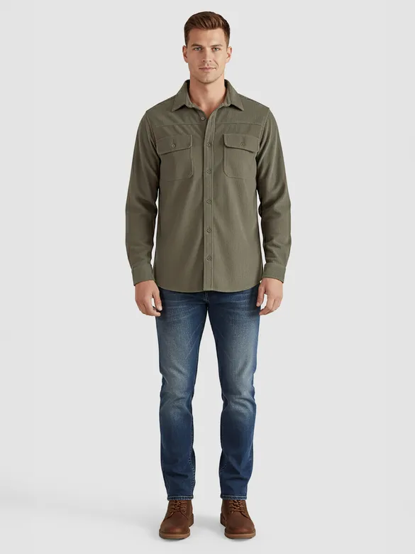 Dusty Olive Dual Pocket Corduroy Shirt