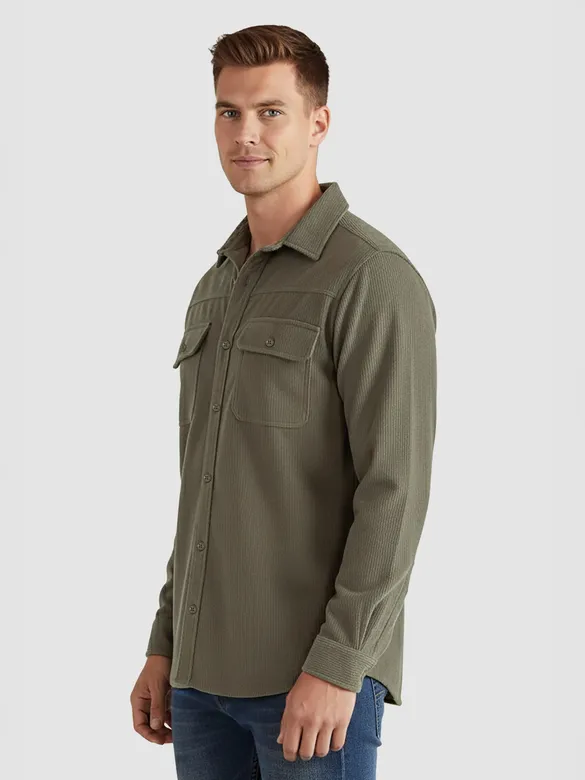 Dusty Olive Dual Pocket Corduroy Shirt