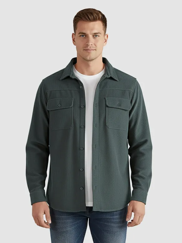 Forest Green Dual Pocket Corduroy Shirt