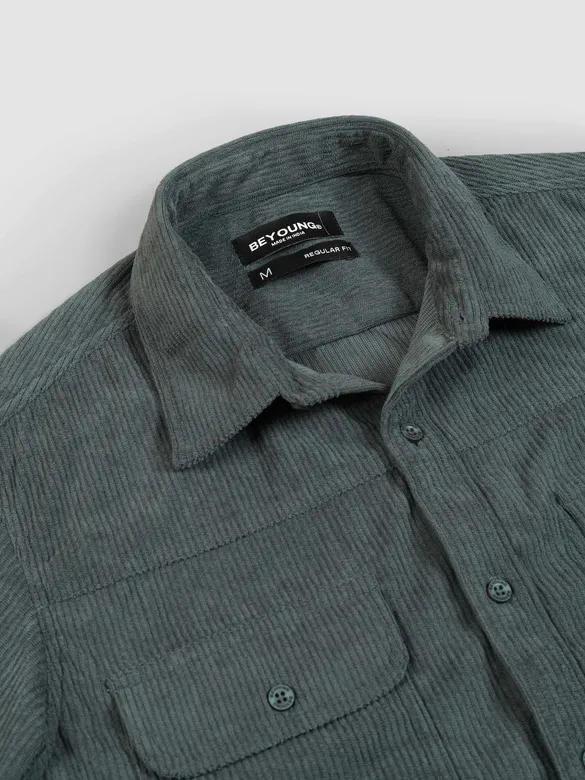 Forest Green Dual Pocket Corduroy Shirt