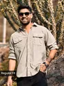 Sand Beige Dual Pocket Corduroy Shirt 
