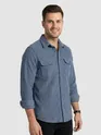 Steel Blue Dual Pocket Corduroy Shirt