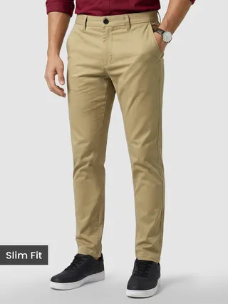 Beige Slim-fit chino for men