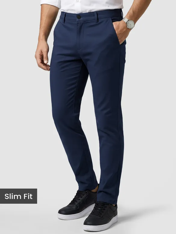 Midnight Blue Slim-Fit Trousers
