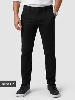 Black slim-fit Chinos for men 