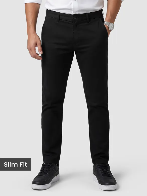 Black slim-fit Chinos for men 