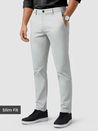 White slim-fit chinos for men