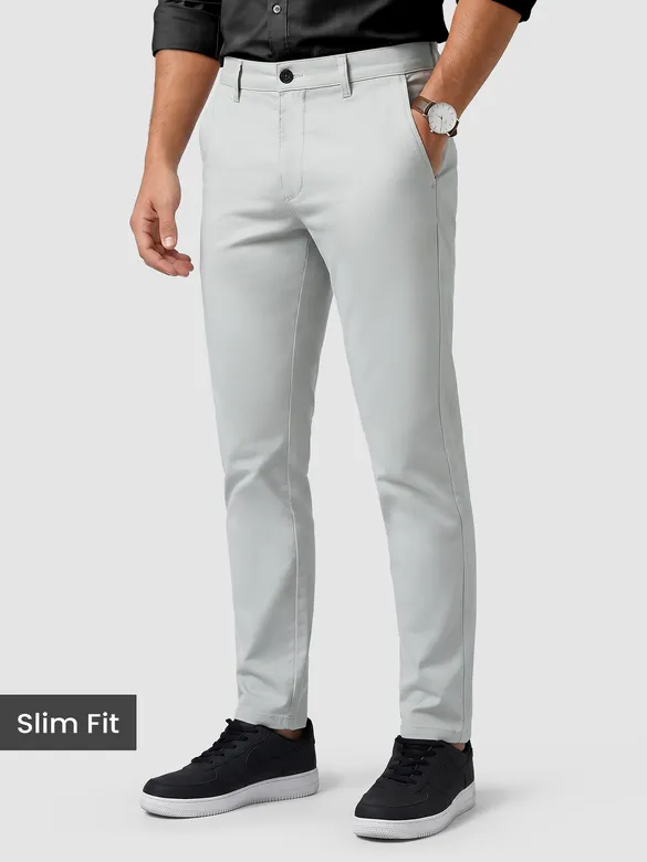 White slim-fit chinos for men