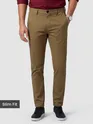 Brown slim-fit chinos for men