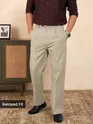 Beige Solid Korean Pants