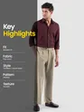 Beige Solid Korean Pants