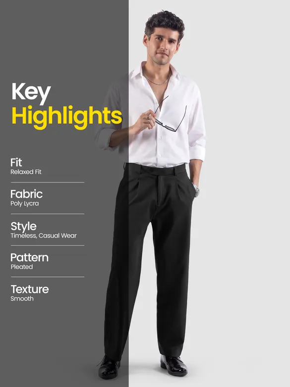 Black Solid Korean Pants