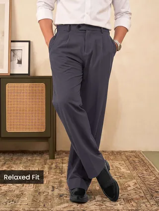 Charcoal Grey Solid Korean Pants - Image 1