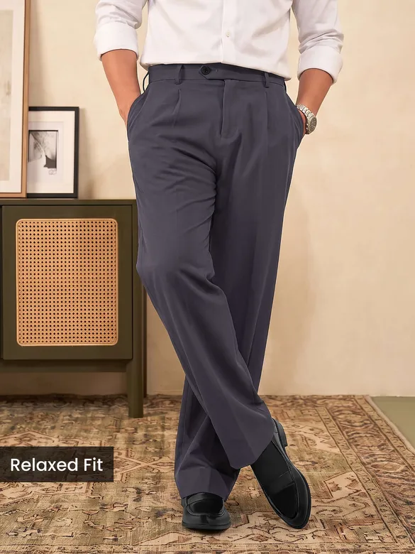 Charcoal Grey Solid Korean Pants