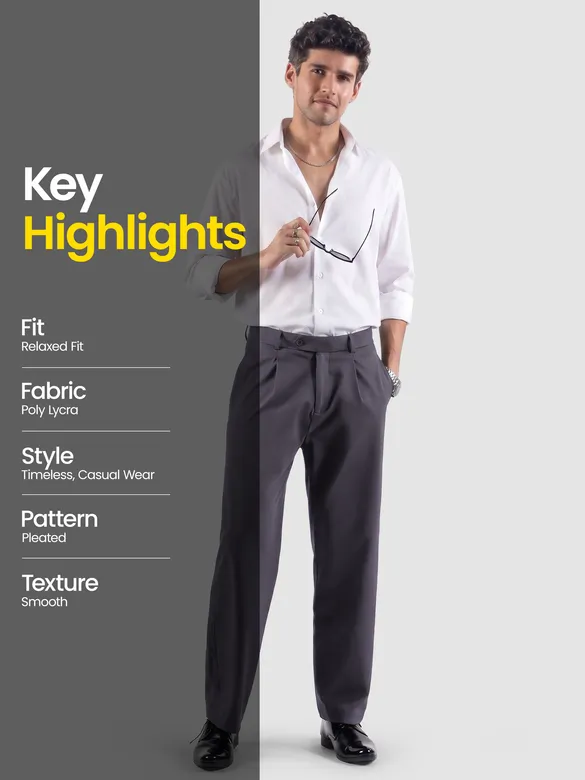 Charcoal Grey Solid Korean Pants