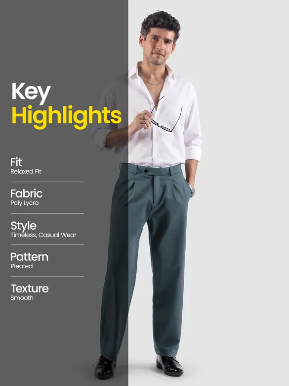 Bluish Grey Solid Korean Pants