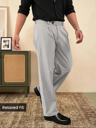 Elephant Grey Solid Korean Pants