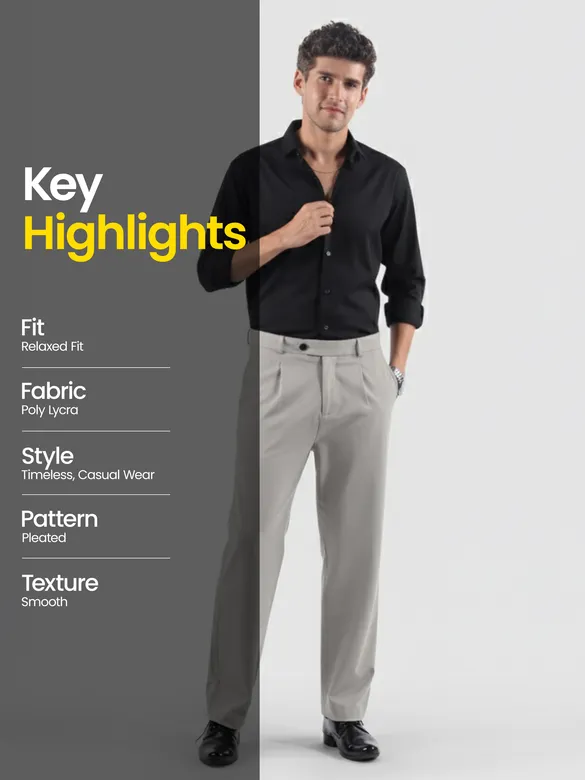Elephant Grey Solid Korean Pants