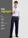 Navy Relaxed Fit Stretch Korean Pants