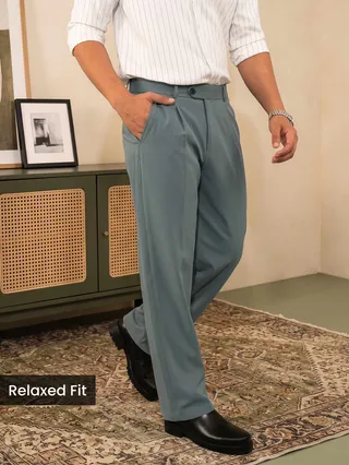 Dusty Green Solid Korean Pants