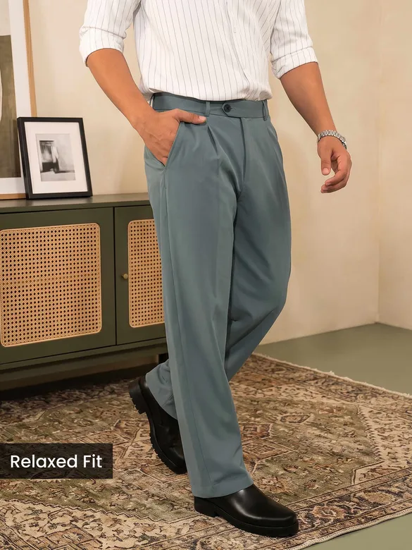 Dusty Green Solid Korean Pants