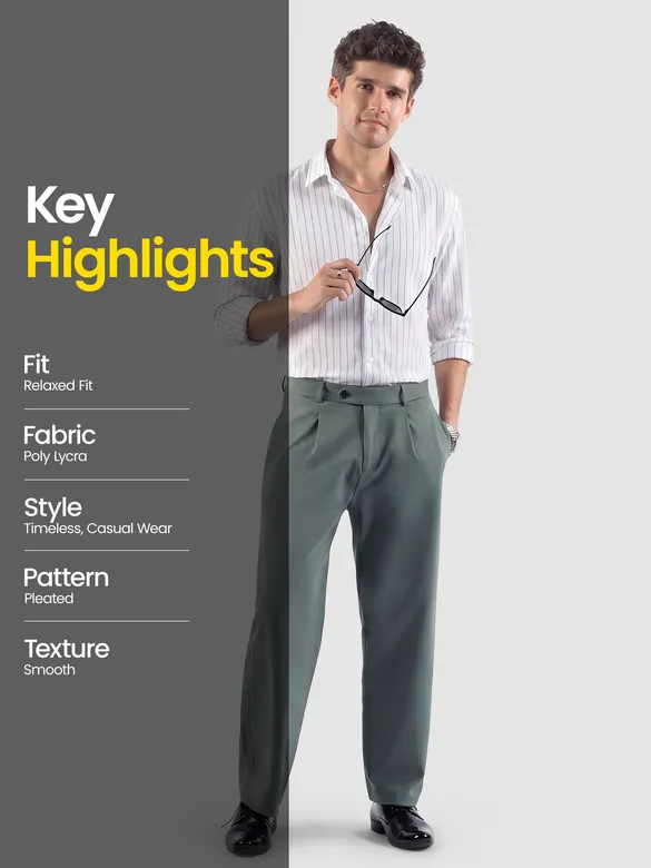 Dusty Green Solid Korean Pants