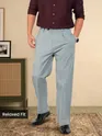 Stone Blue Solid Korean Pants