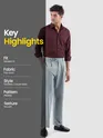 Stone Blue Solid Korean Pants