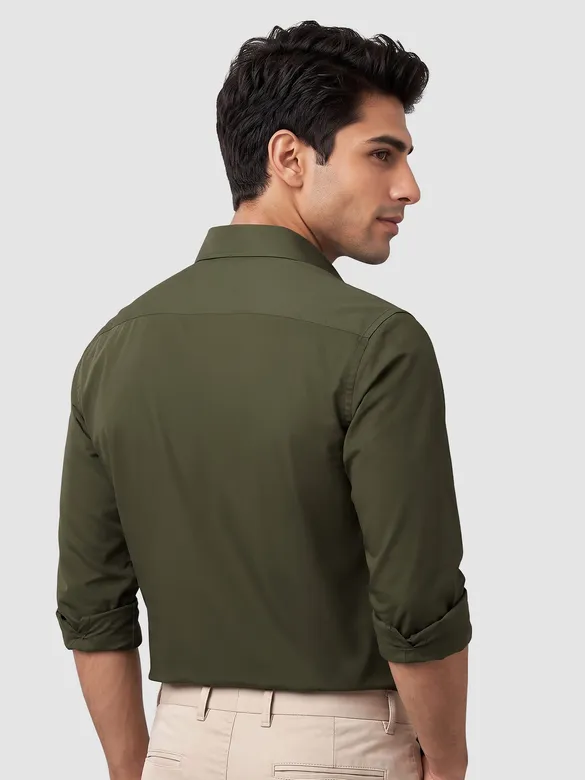Army Green - Plain Cotton Shirts