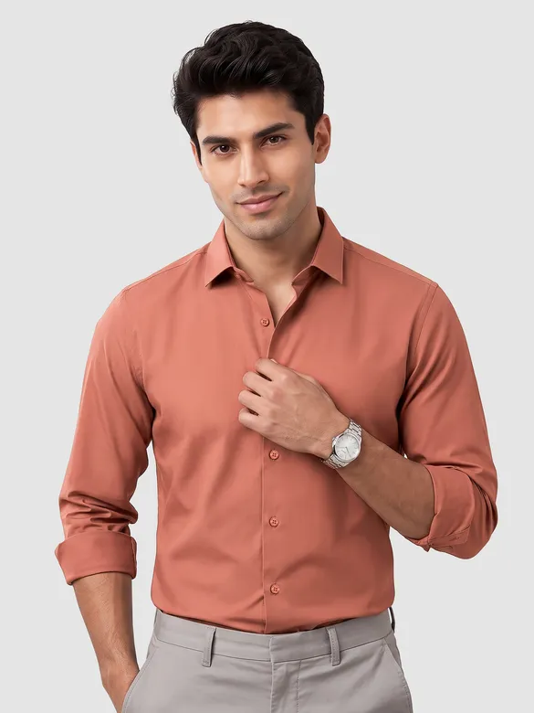 Brick Red - Plain Cotton Shirts