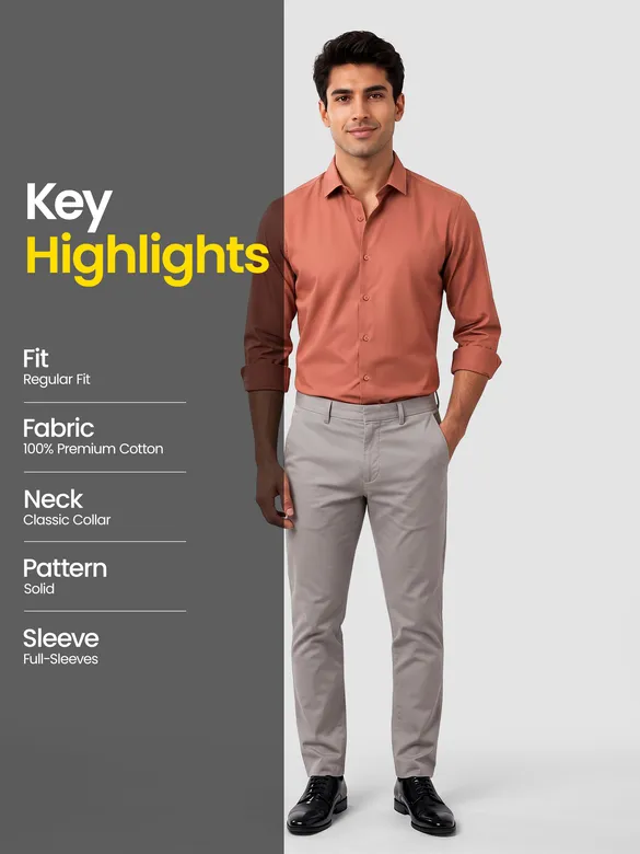 Brick Red - Plain Cotton Shirts