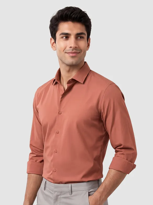Brick Red - Plain Cotton Shirts