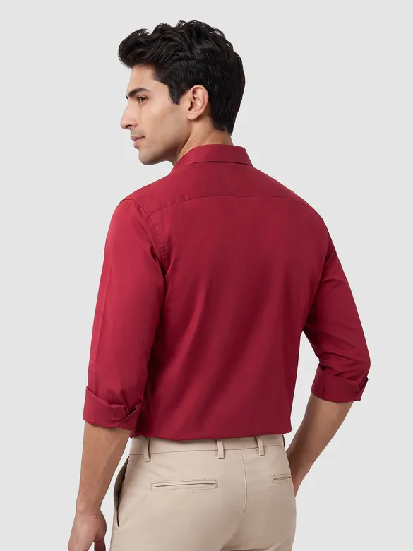 Burgundy - Plain Cotton Shirts
