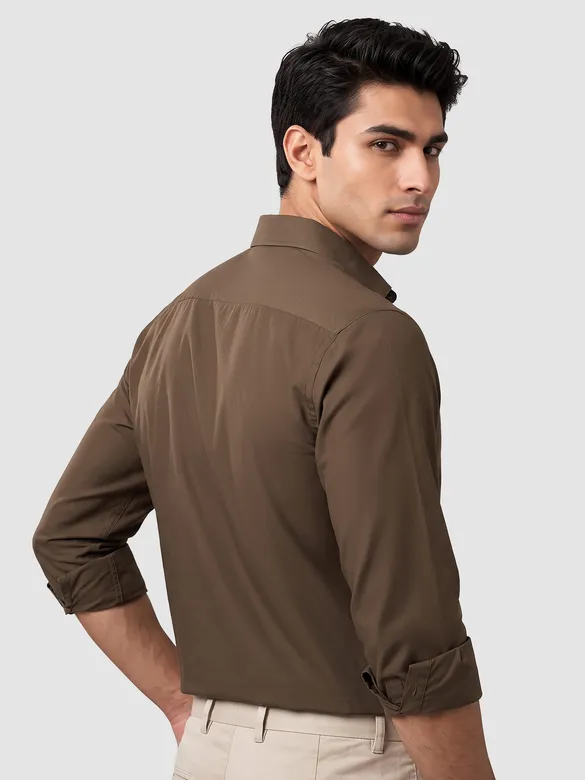 Coffee Brown - Plain Cotton Shirt