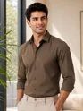 Coffee Brown - Plain Cotton Shirt