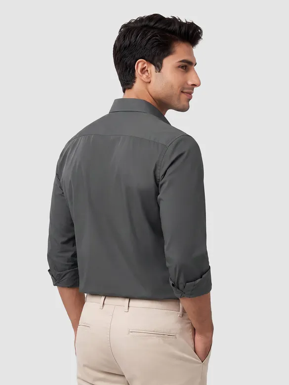 Dark Grey Plain Cotton Shirts