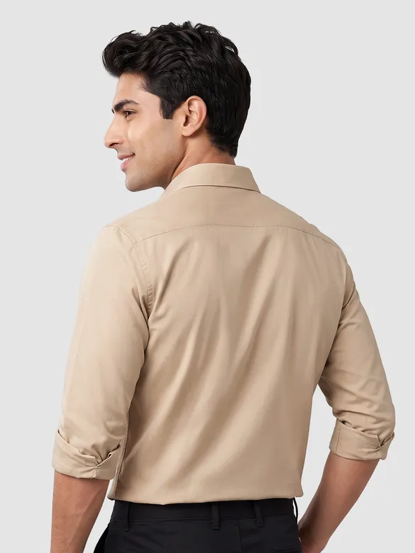 Light Beige - Plain Cotton Shirts