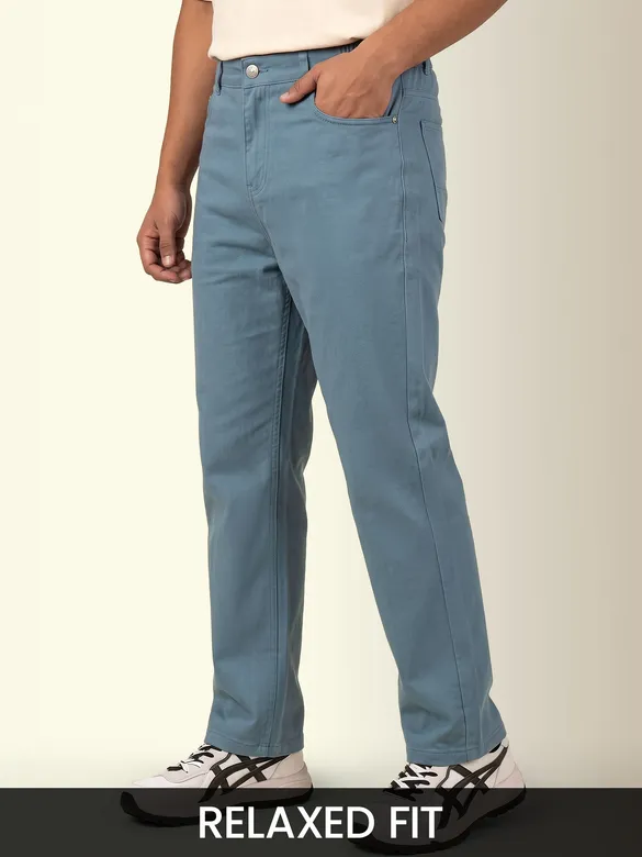 Slate Blue Relaxed Fit Pants
