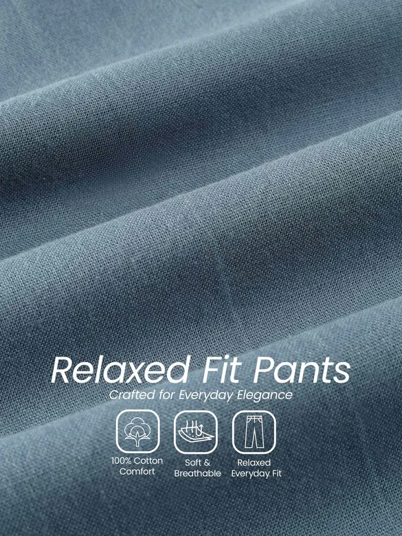 Slate Blue Relaxed Fit Pants