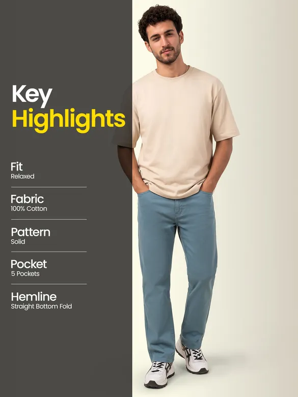 Slate Blue Relaxed Fit Pants